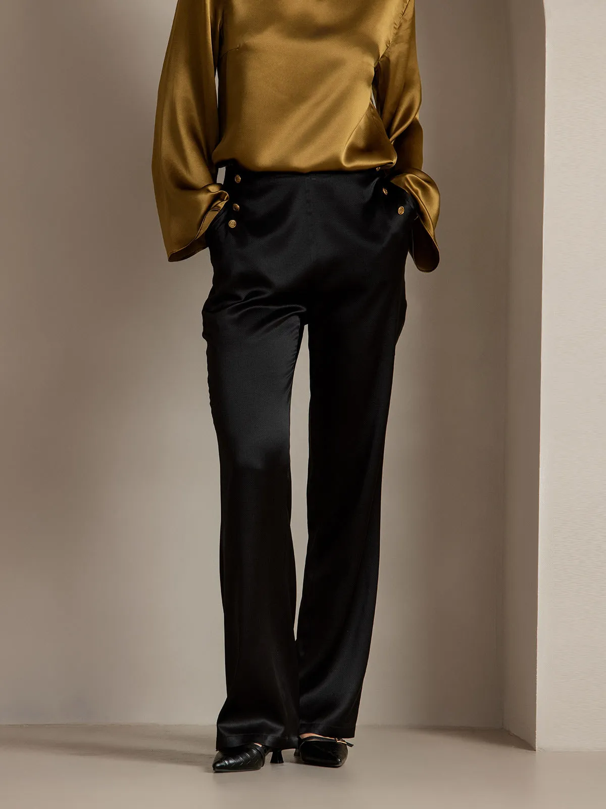 19Momme Silk Solid Color Versatile Classic Suit Pants