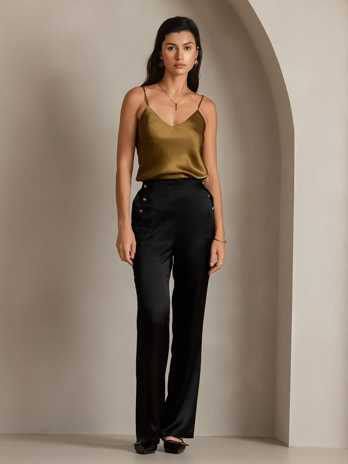 19Momme Silk Solid Color Versatile Classic Suit Pants