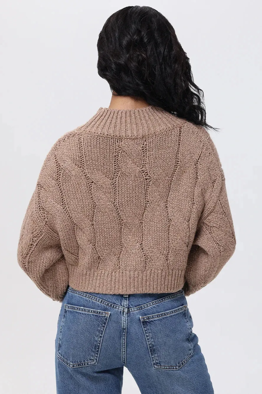 525 America Lola Metallic Cable-Knit Crop Sweater