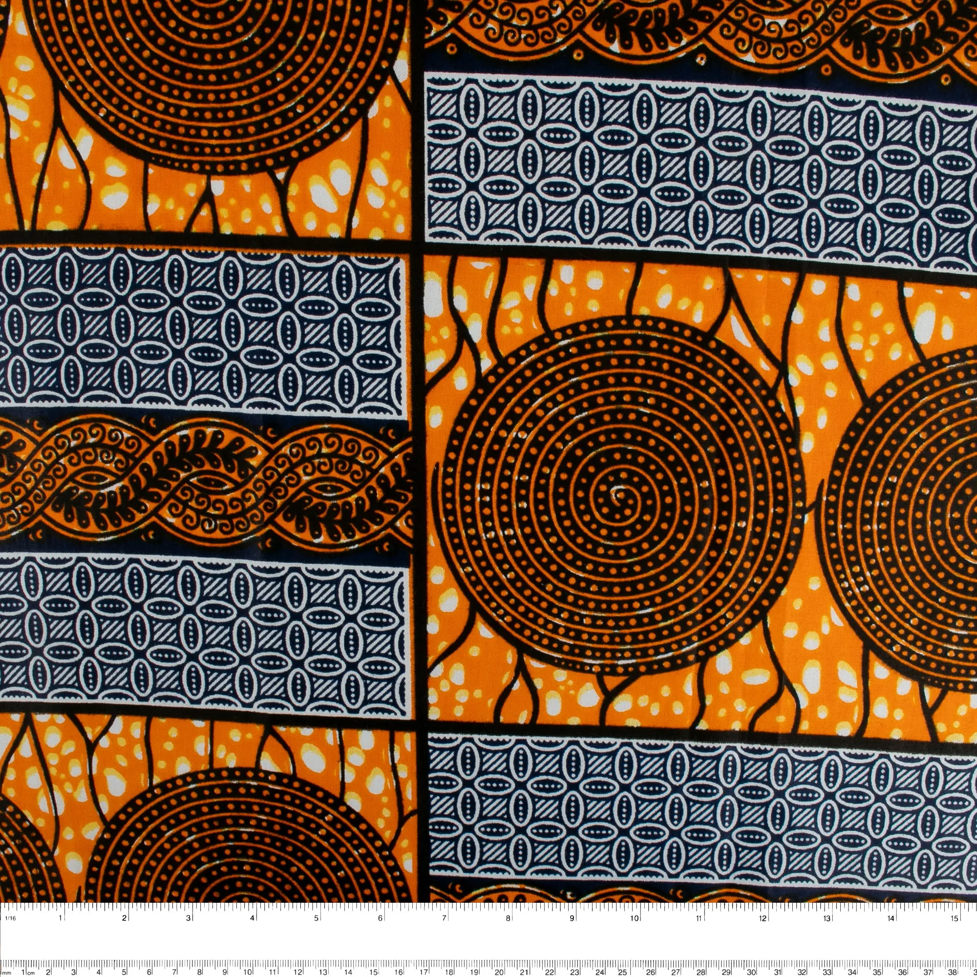 African Print - Cercles / Rectangles - Tangerine