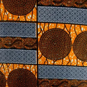 African Print - Cercles / Rectangles - Tangerine