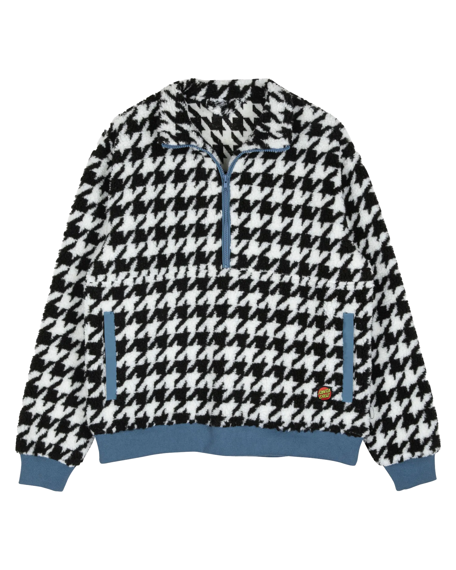 Astra Sherpa Fleece Jacket in Black & White