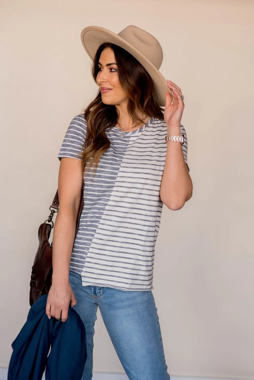 Asymmetrical Striped Tee