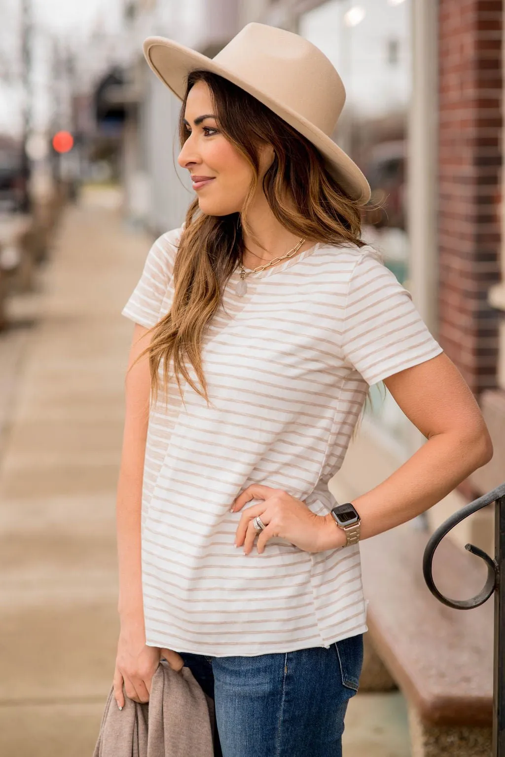 Asymmetrical Striped Tee