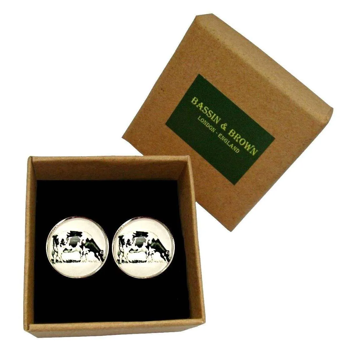 Bassin and Brown Cow Cufflinks - White/Black