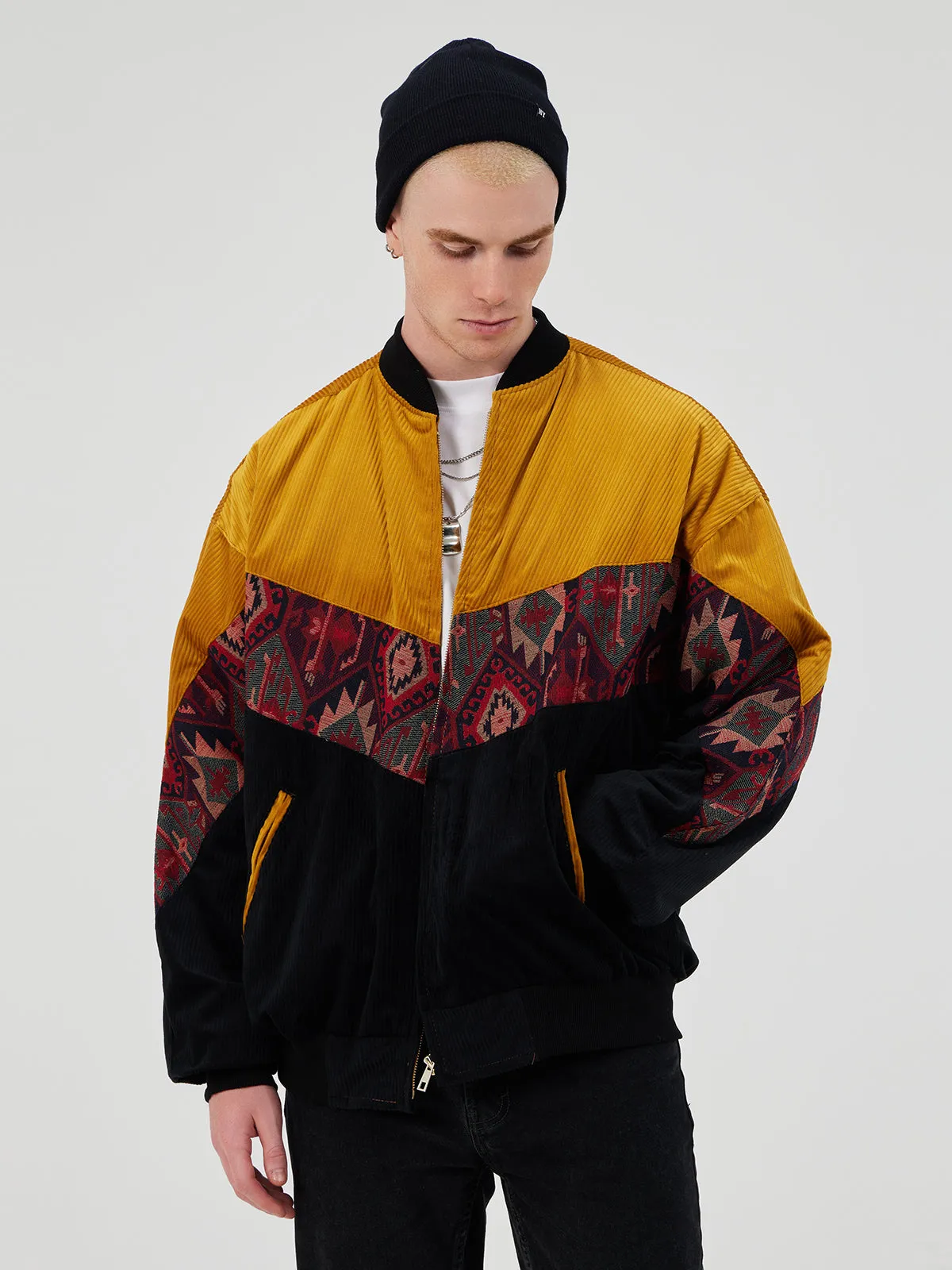 BLACK & YELLOW UNISEX BOMBER JACKET XXXL