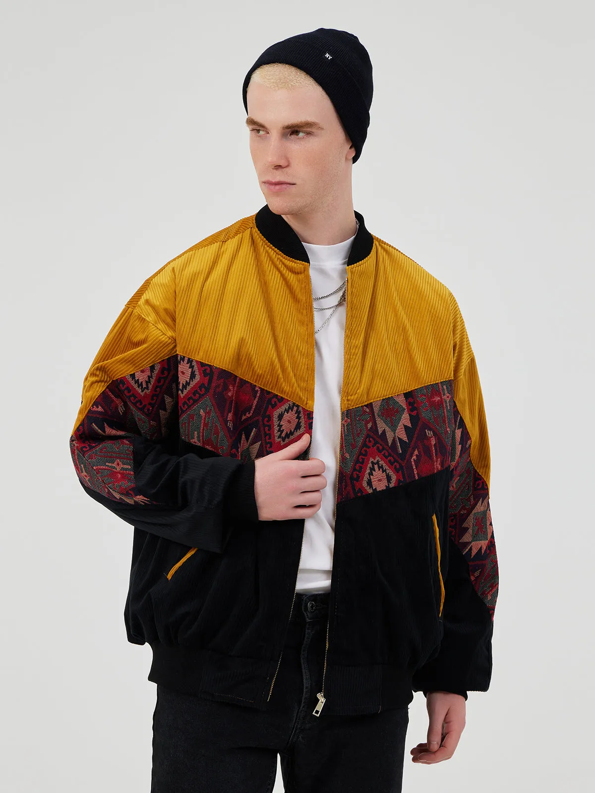 BLACK & YELLOW UNISEX BOMBER JACKET XXXL