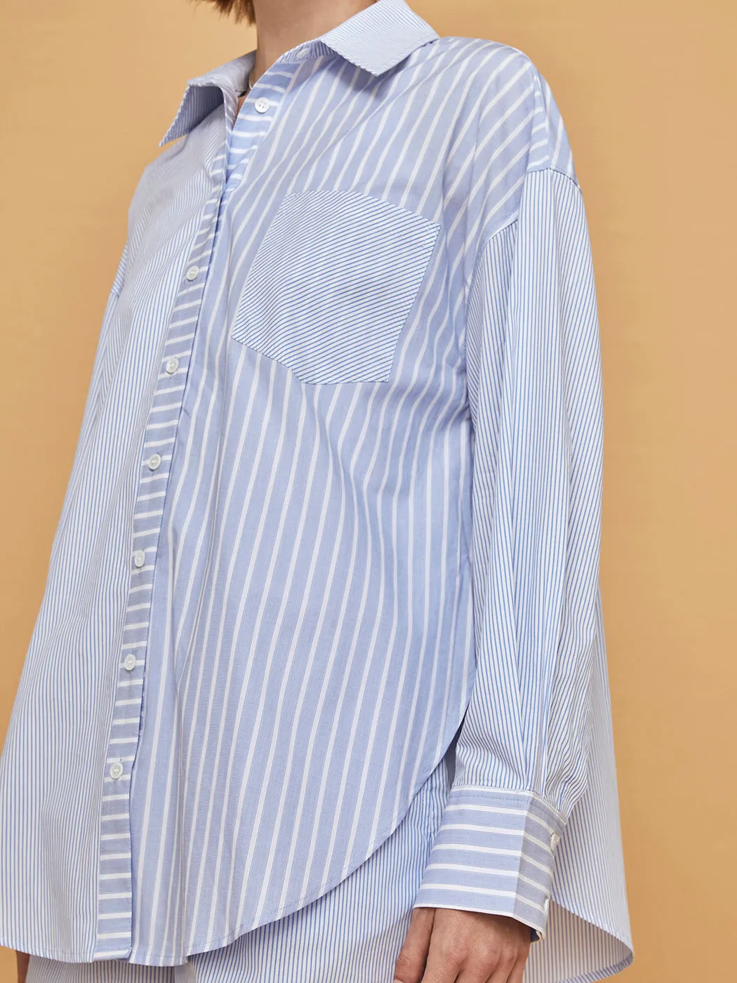 Boyfriend Button Up - Navy Stripe