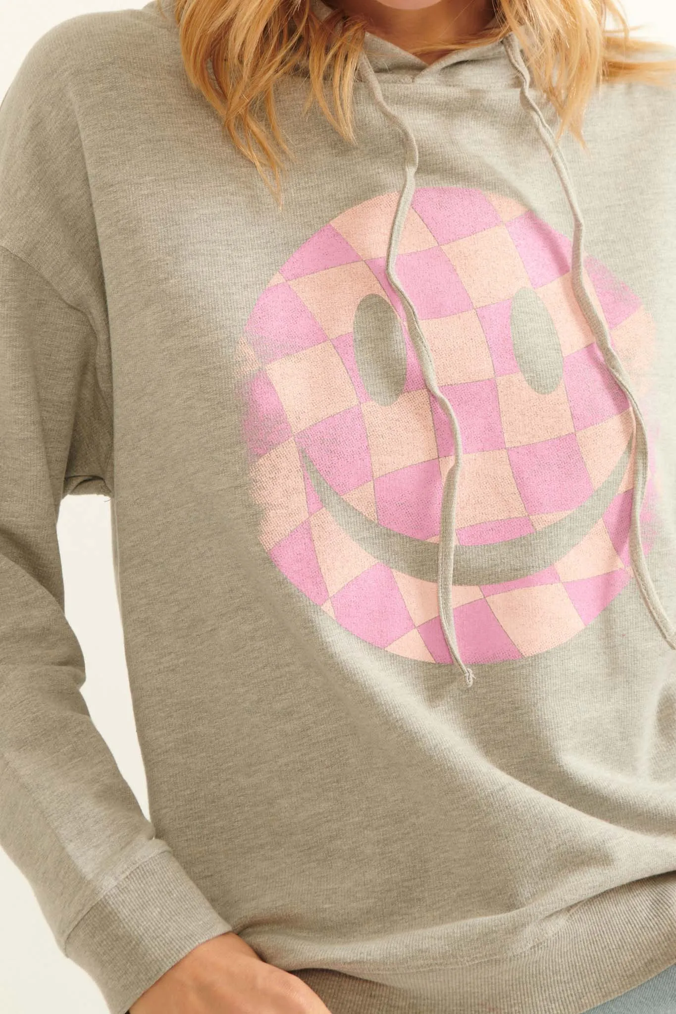 Checker Smiley Face Vintage Graphic Hoodie