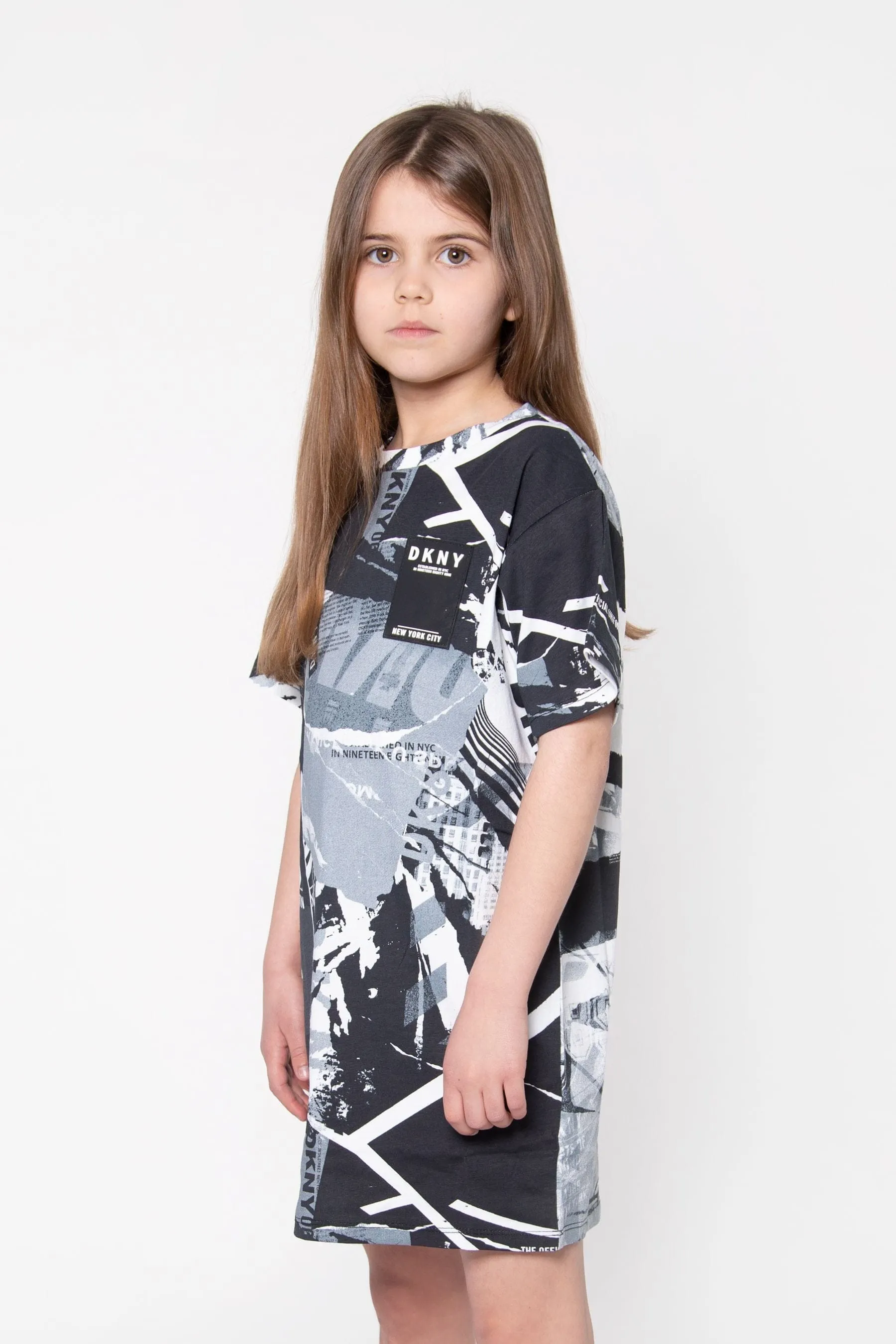 DKNY Girls Cotton Collage Print Dress