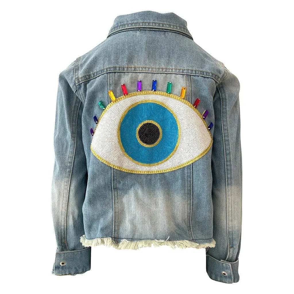 Evil Eye Gem Denim