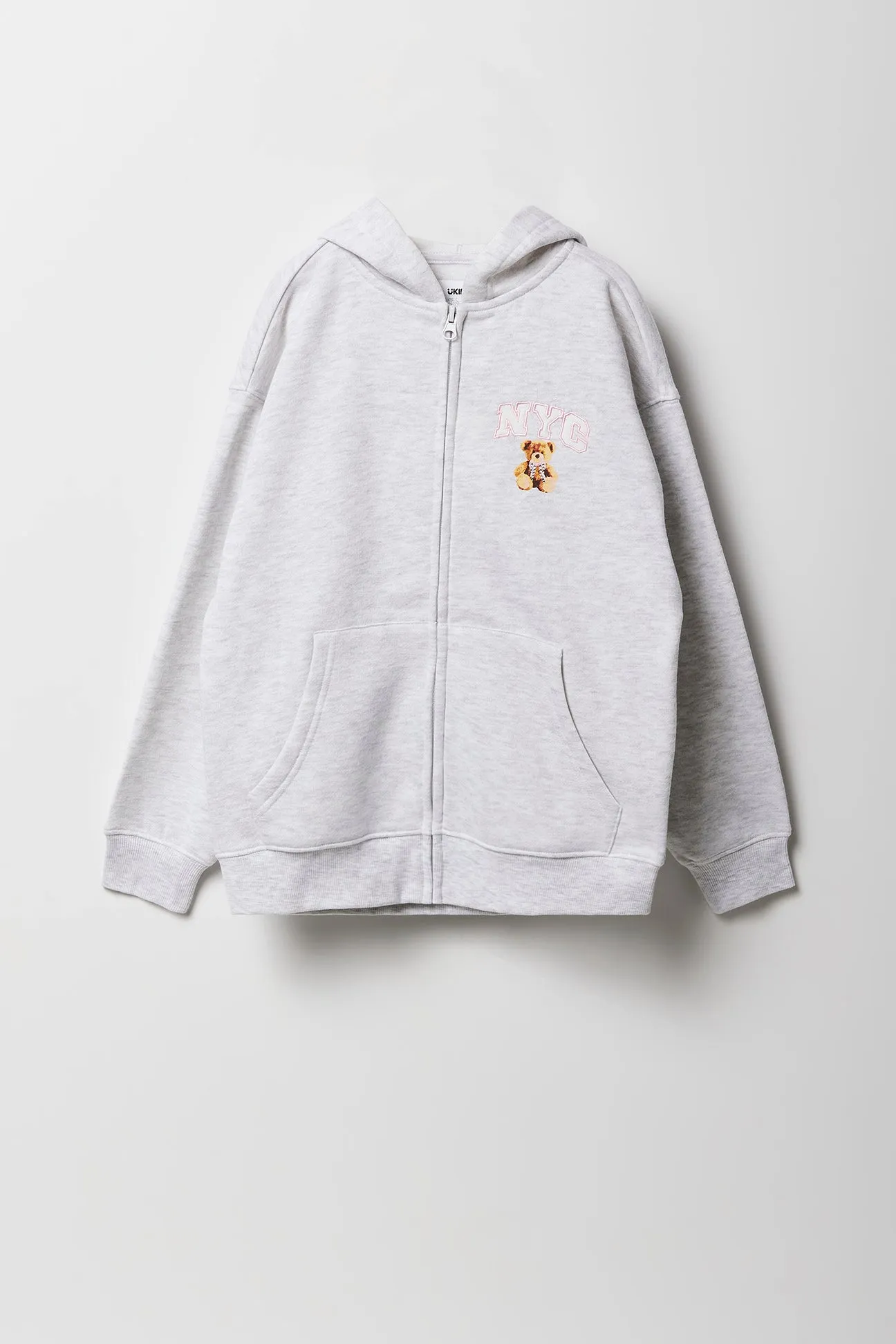 Girls City Graphic Zip-Up Fleece Hoodie