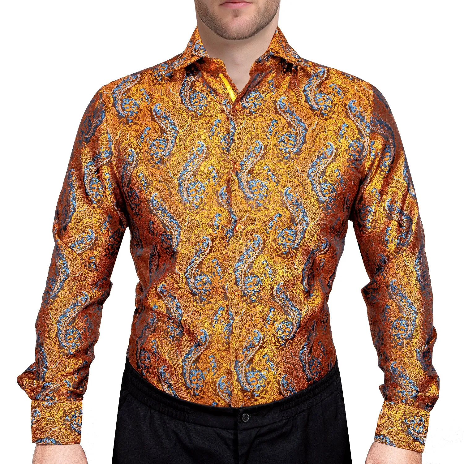 Gold Brown Paisley Shirt