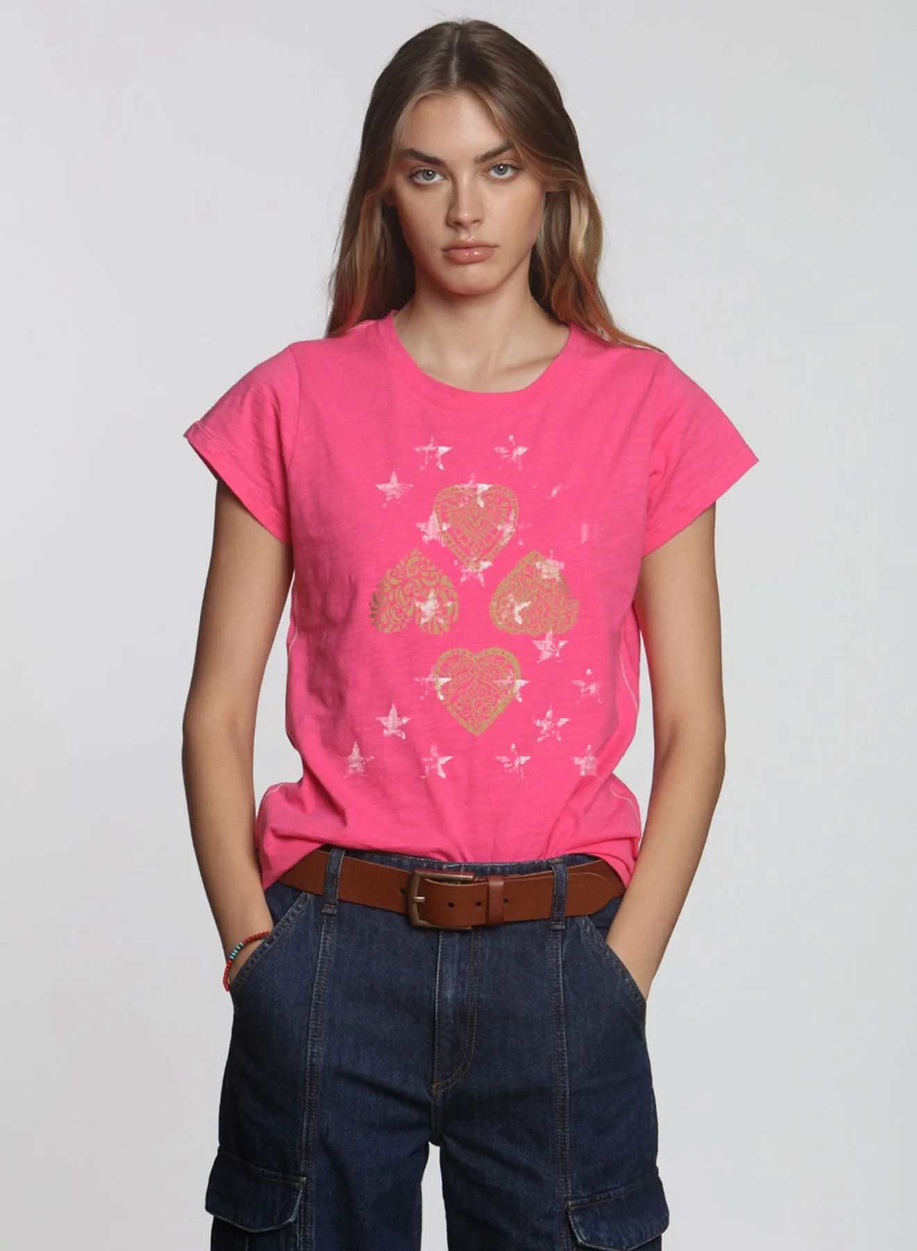 Graphic Ava Tee - Hot Pink Boho Heart Galaxy