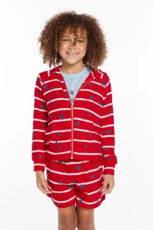 Heart Stripe Girls Zip-up Hoodie