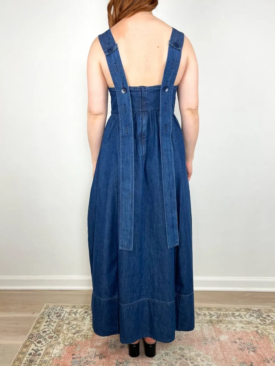 Light Weight Stone Wash Sculpted Dress in Dark Enzyme Wash