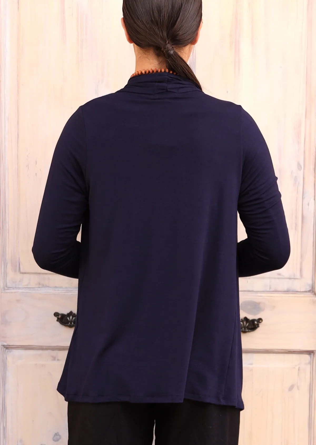 Long Sleeve Stretch Cardi Navy Blue