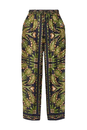 Martina Cropped Printed Duchesse-Satin Straight-Leg Pants