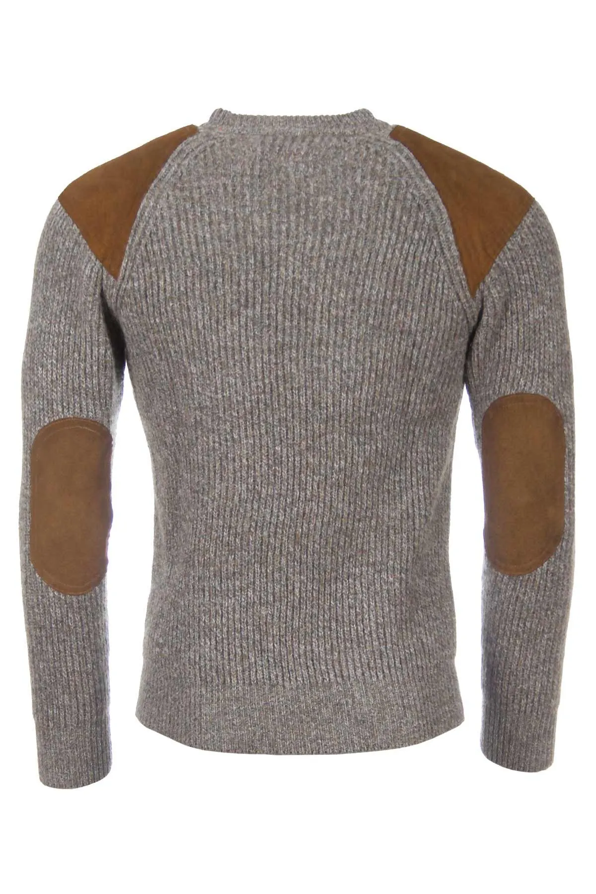 Men's Chunky Crew Neck Shooting Jumper With Elbow Patches