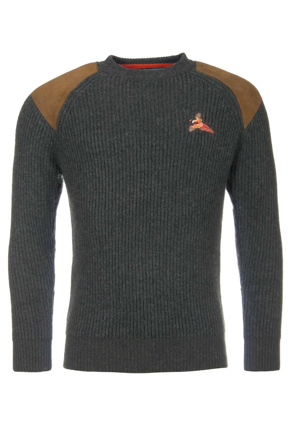 Men's Chunky Crew Neck Shooting Jumper With Elbow Patches