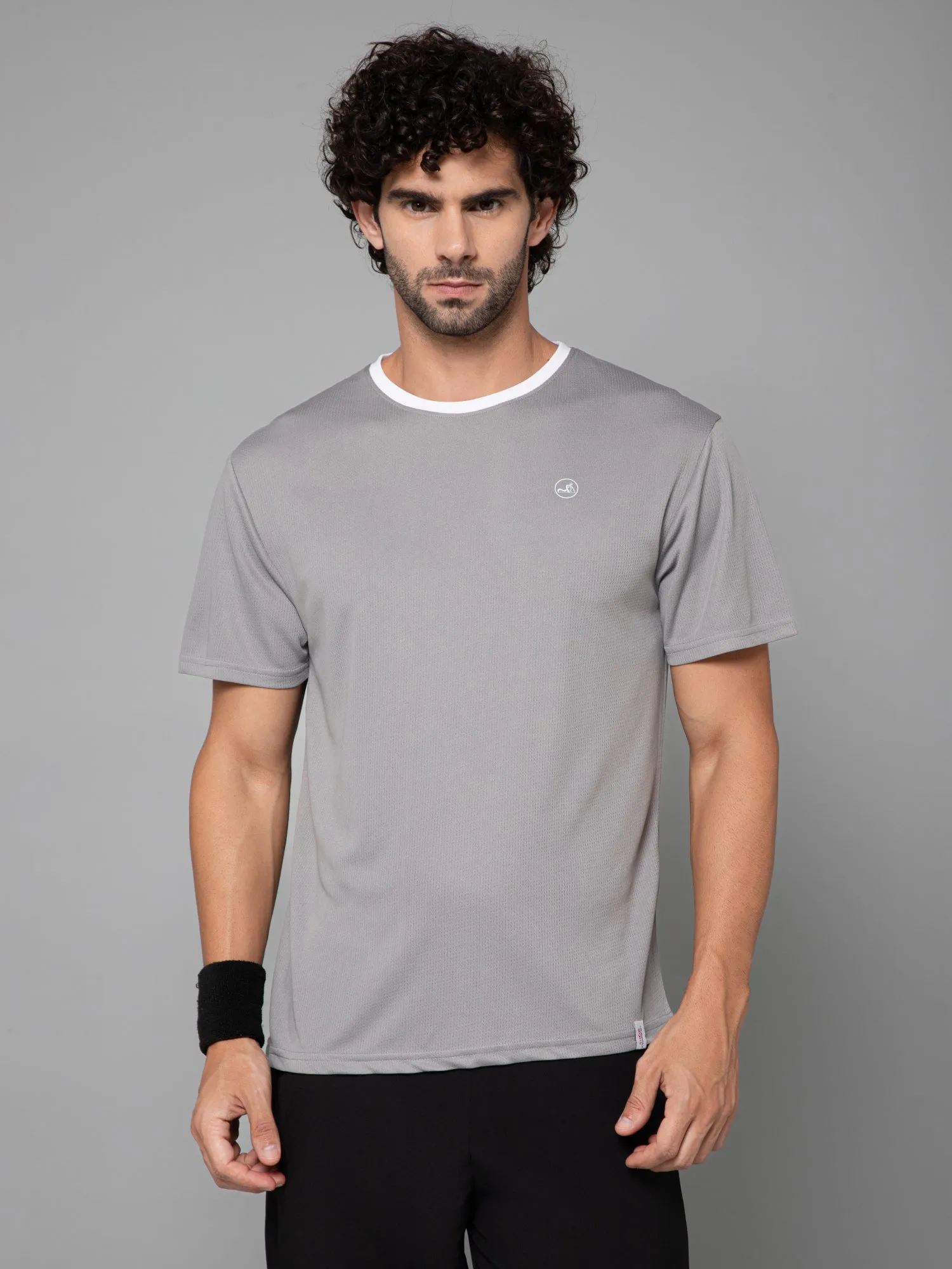 MINIMAL BUZZ STRENGTH MESH BASIC T-SHIRT-LIGHT GREY