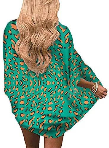 Naivikid Womens Kimono Cardigans Floral Print Chiffon BKimono Cardigans Floral Print each Cover ups Loose Casual Tops Lotus Root Banana Leaf S