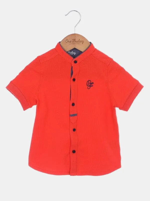 One Friday Orange Solid Shirt