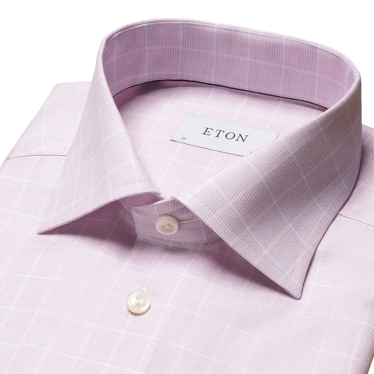 Pink Checked Signature Twill Slim Fit Shirt