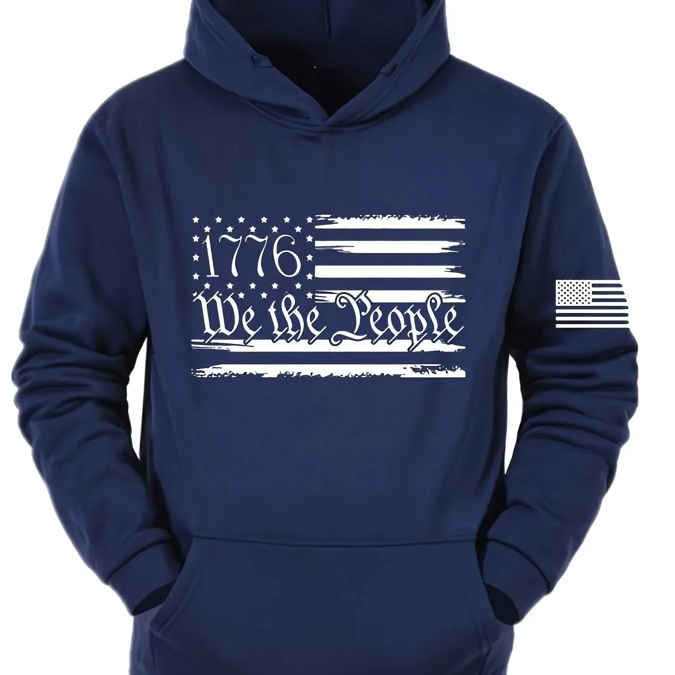 Plus Size Patriotic American Flag Hooded Sweatshirt