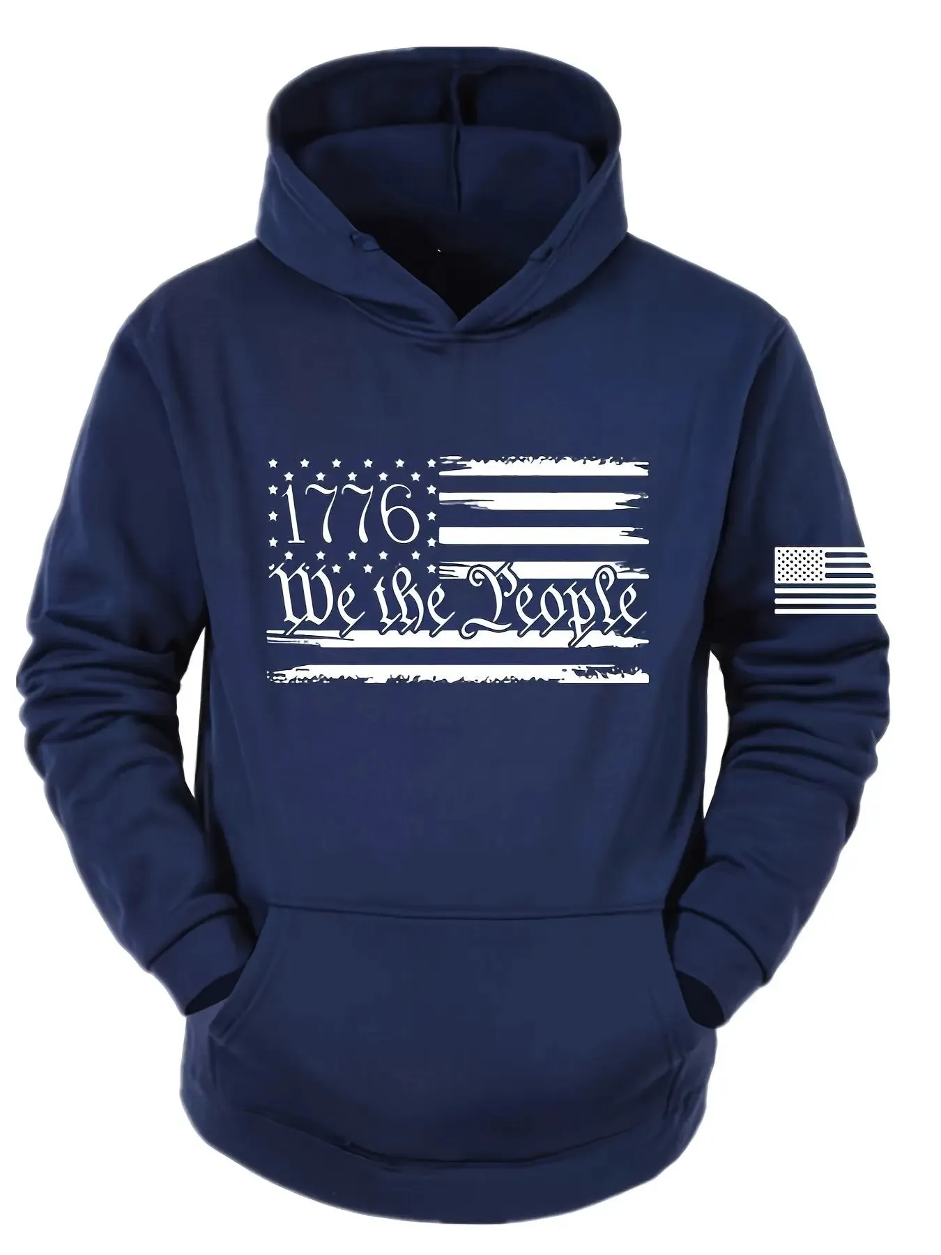 Plus Size Patriotic American Flag Hooded Sweatshirt