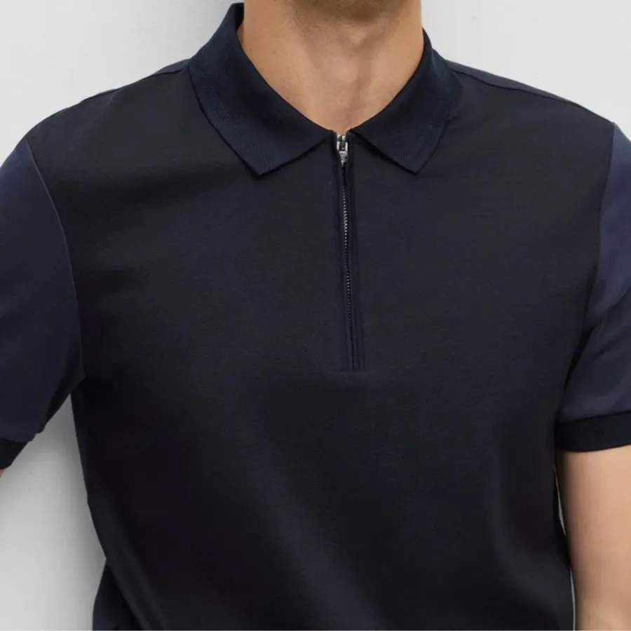 Polston Slim Fit Cotton Zip Neck Polo 50500332