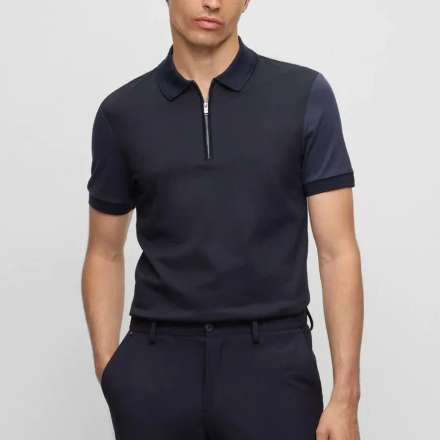 Polston Slim Fit Cotton Zip Neck Polo 50500332