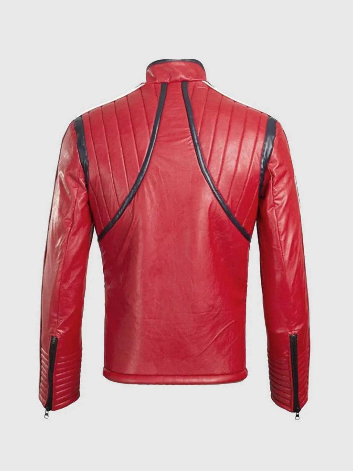 Red Leather Quilted Jacket