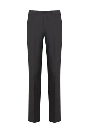 Regular Fit Side Pocket Low Waist Gray Wool Dress Pants