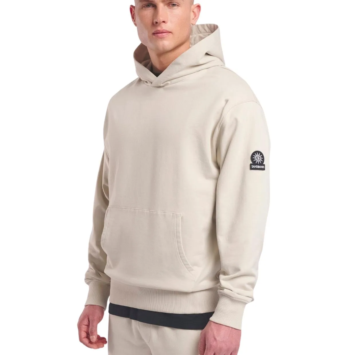 Sandbanks Badge Logo Stone Hoodie