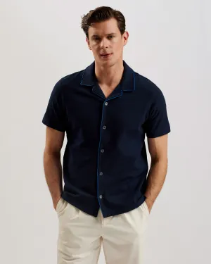 Selar Ss Regular Button Through Shirt Navy