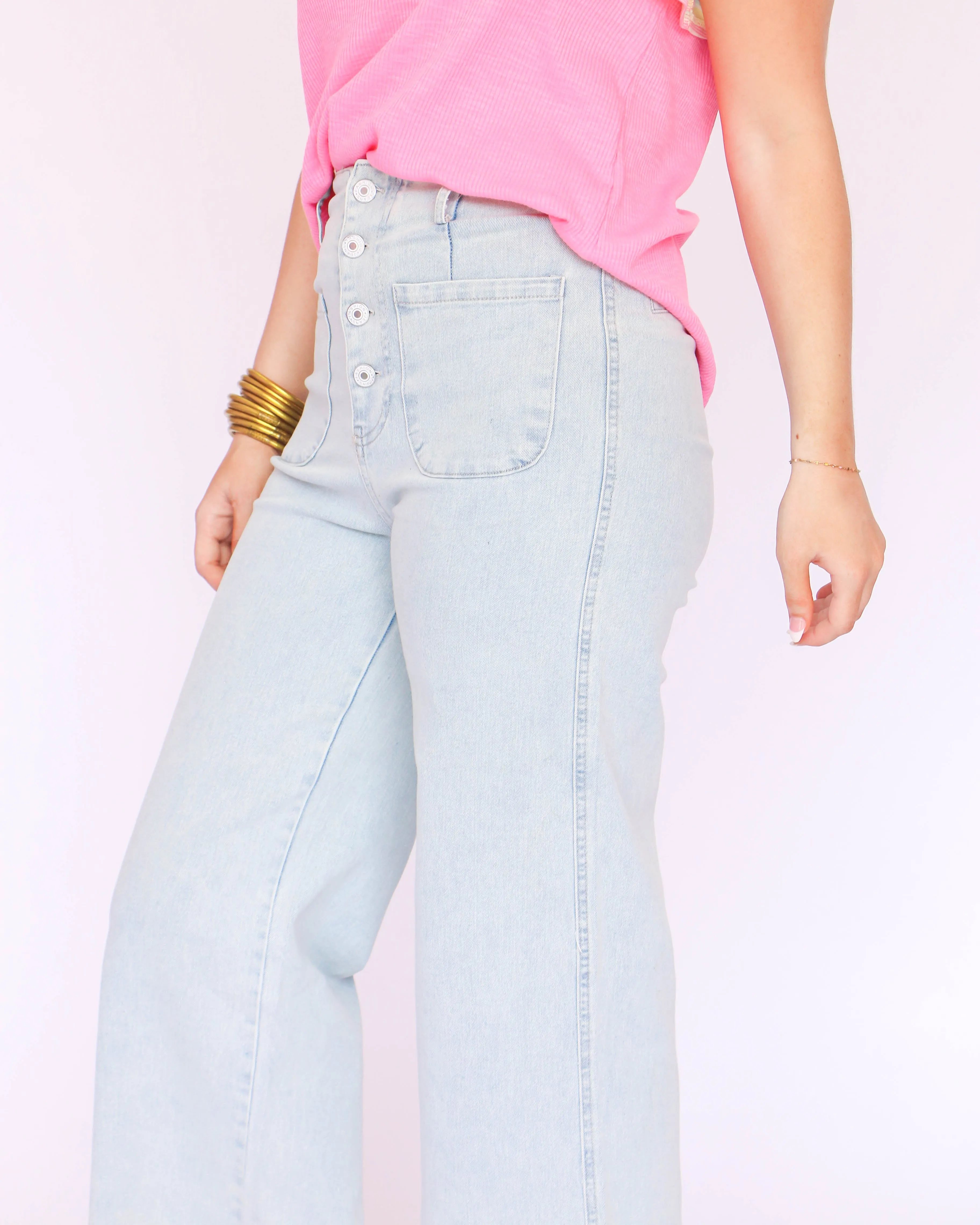 Solid High-Waisted Wide-Leg Pants