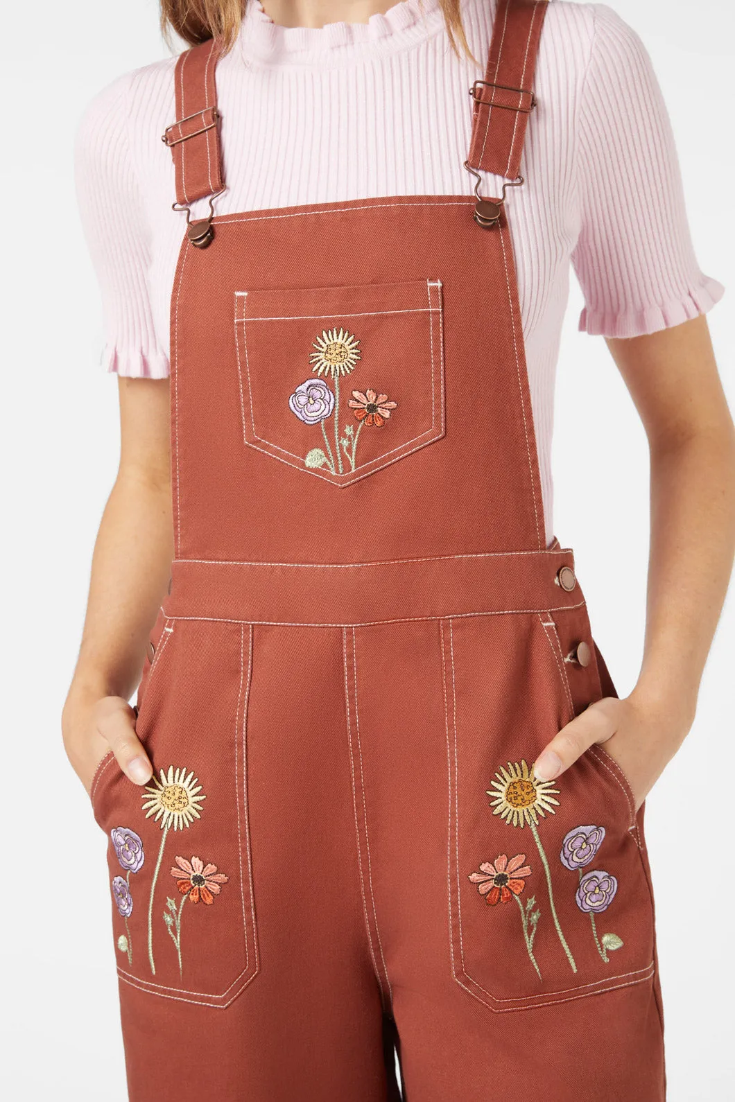 Spring Time Embroidered Overall