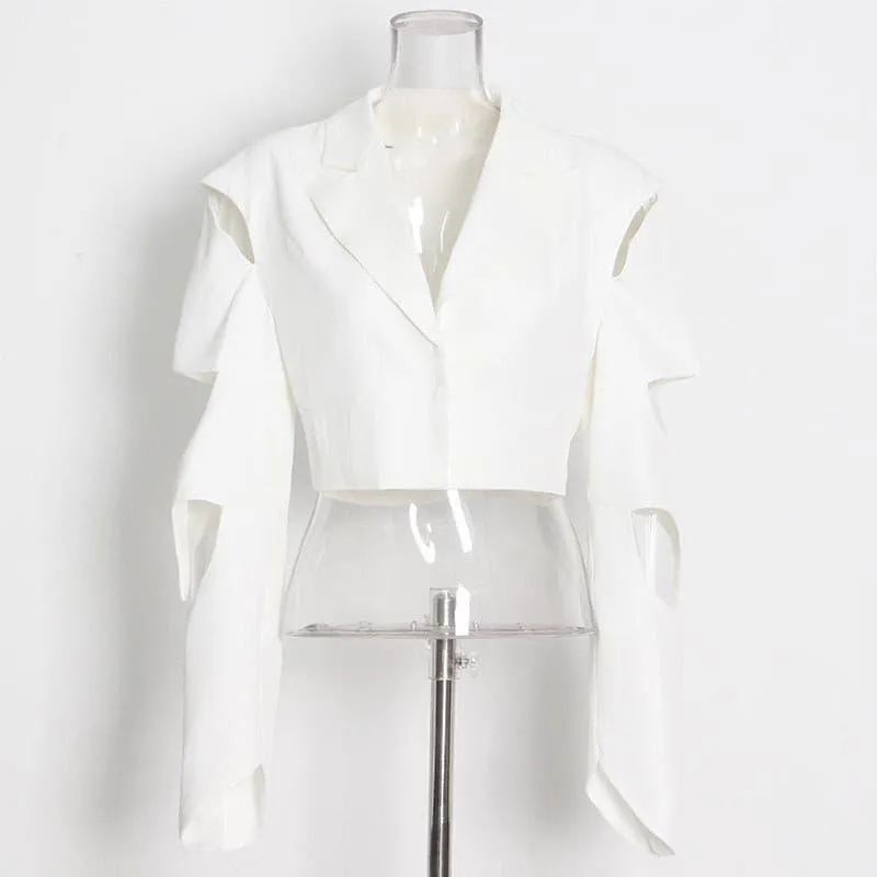 suit jacket irregular split hollow long-sleeved short suit trend