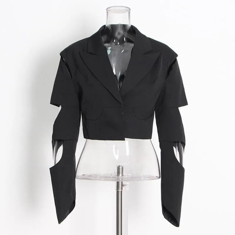 suit jacket irregular split hollow long-sleeved short suit trend