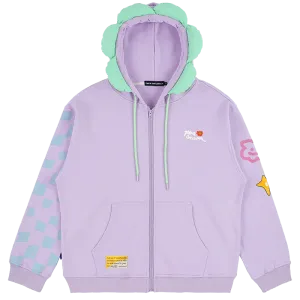 TAKA Original Fun Growing lilac full zipper color block daisy flower hoodie