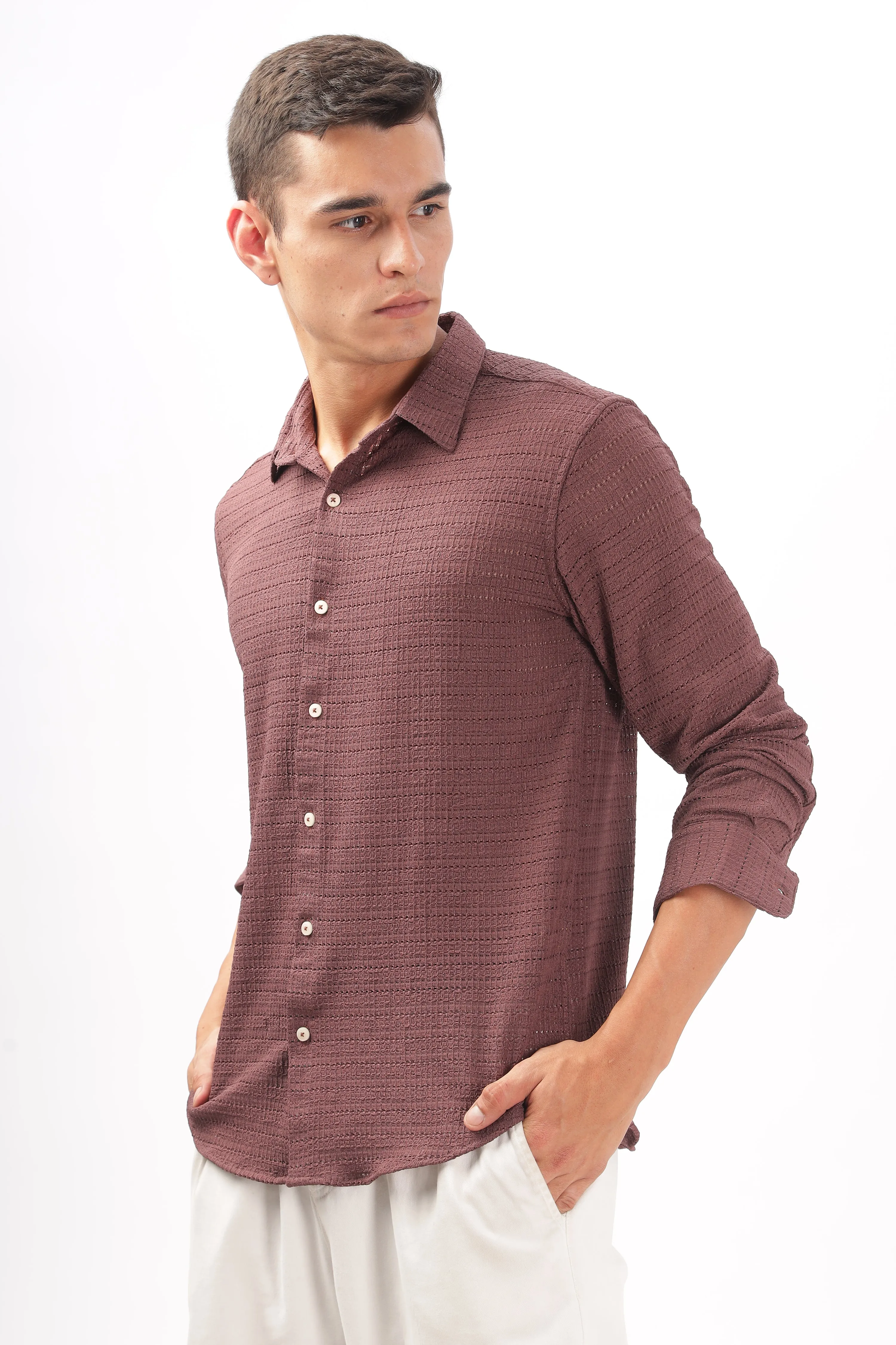 Textured Maroon Shirt