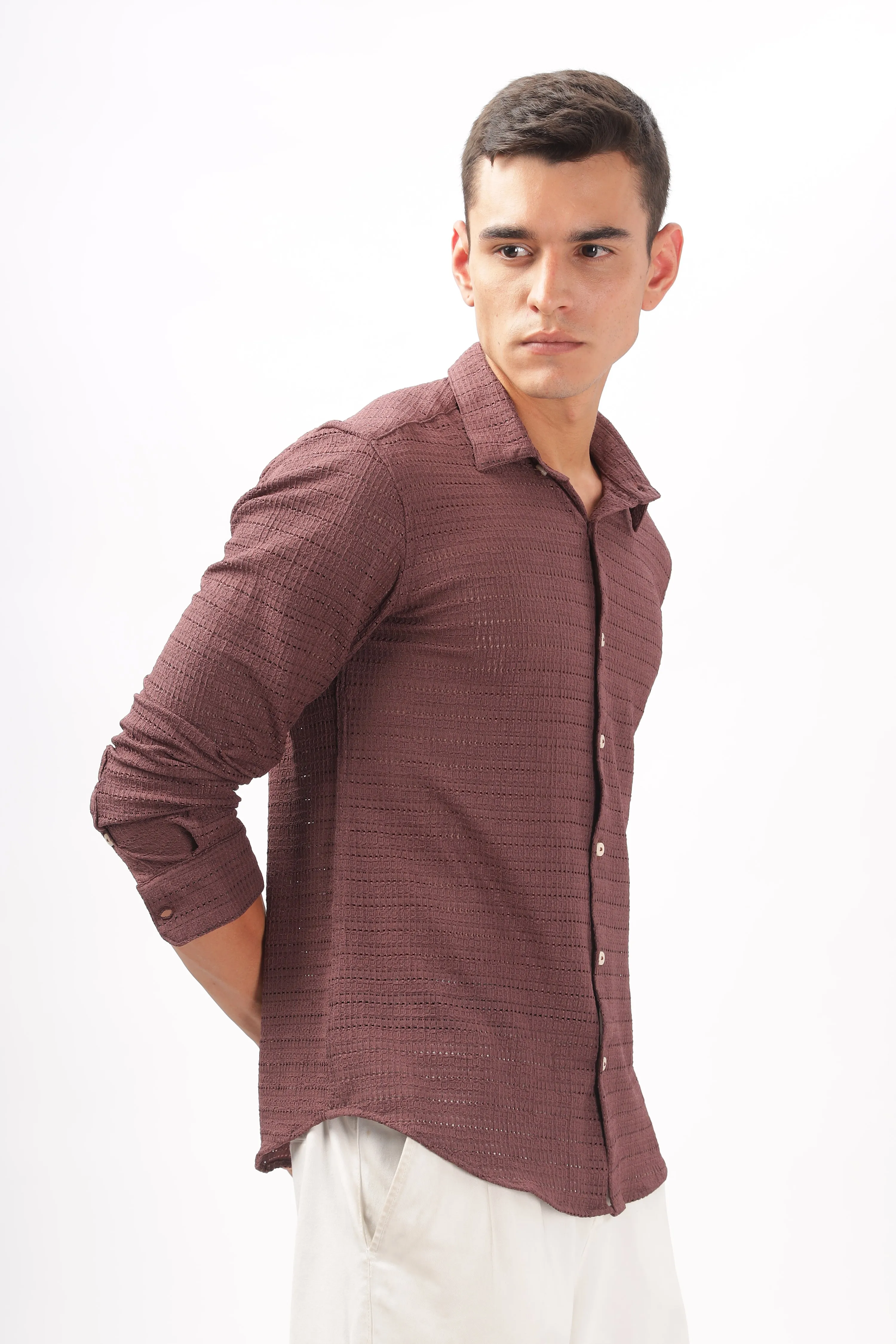 Textured Maroon Shirt