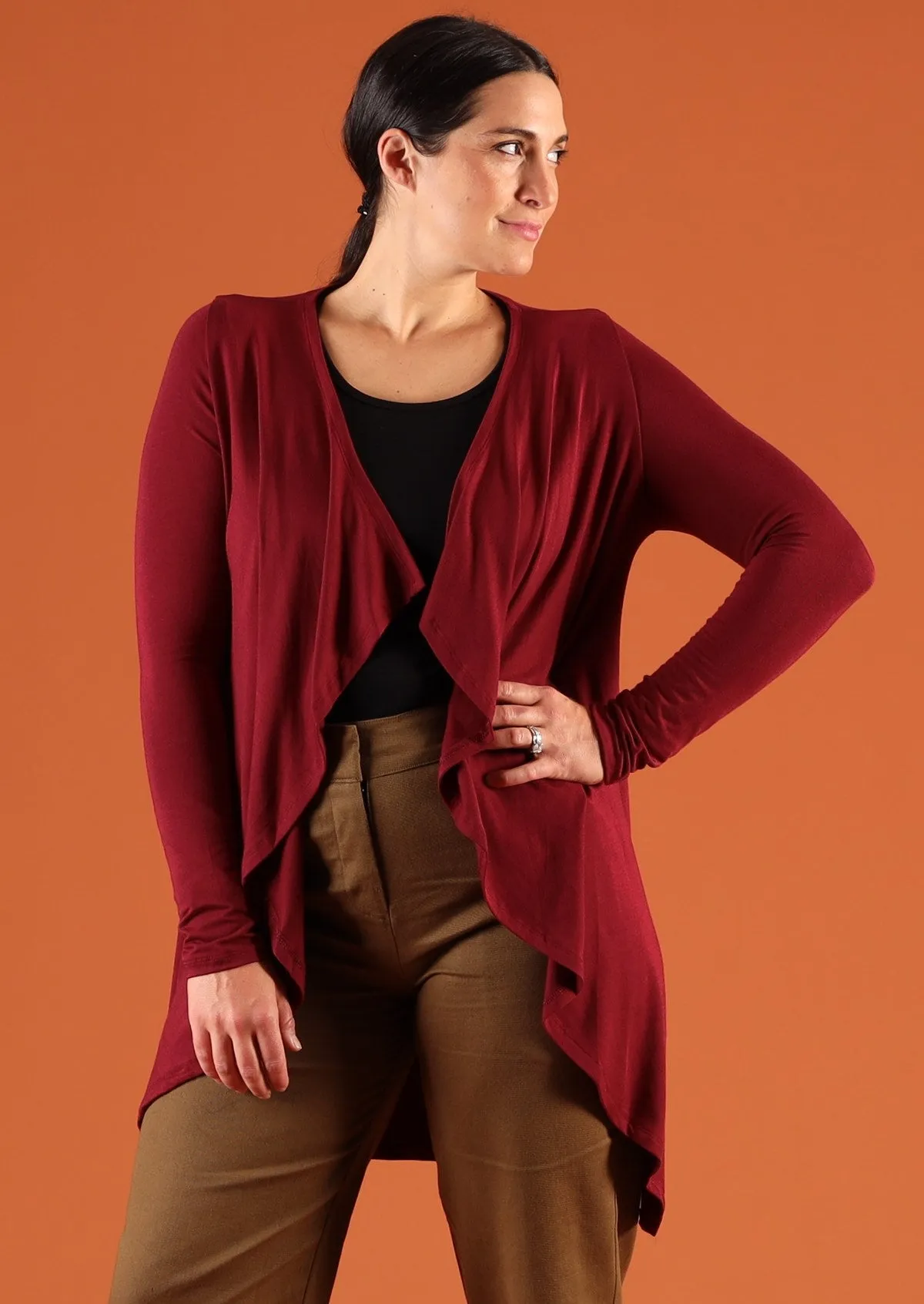 Waterfall Cardi Maroon