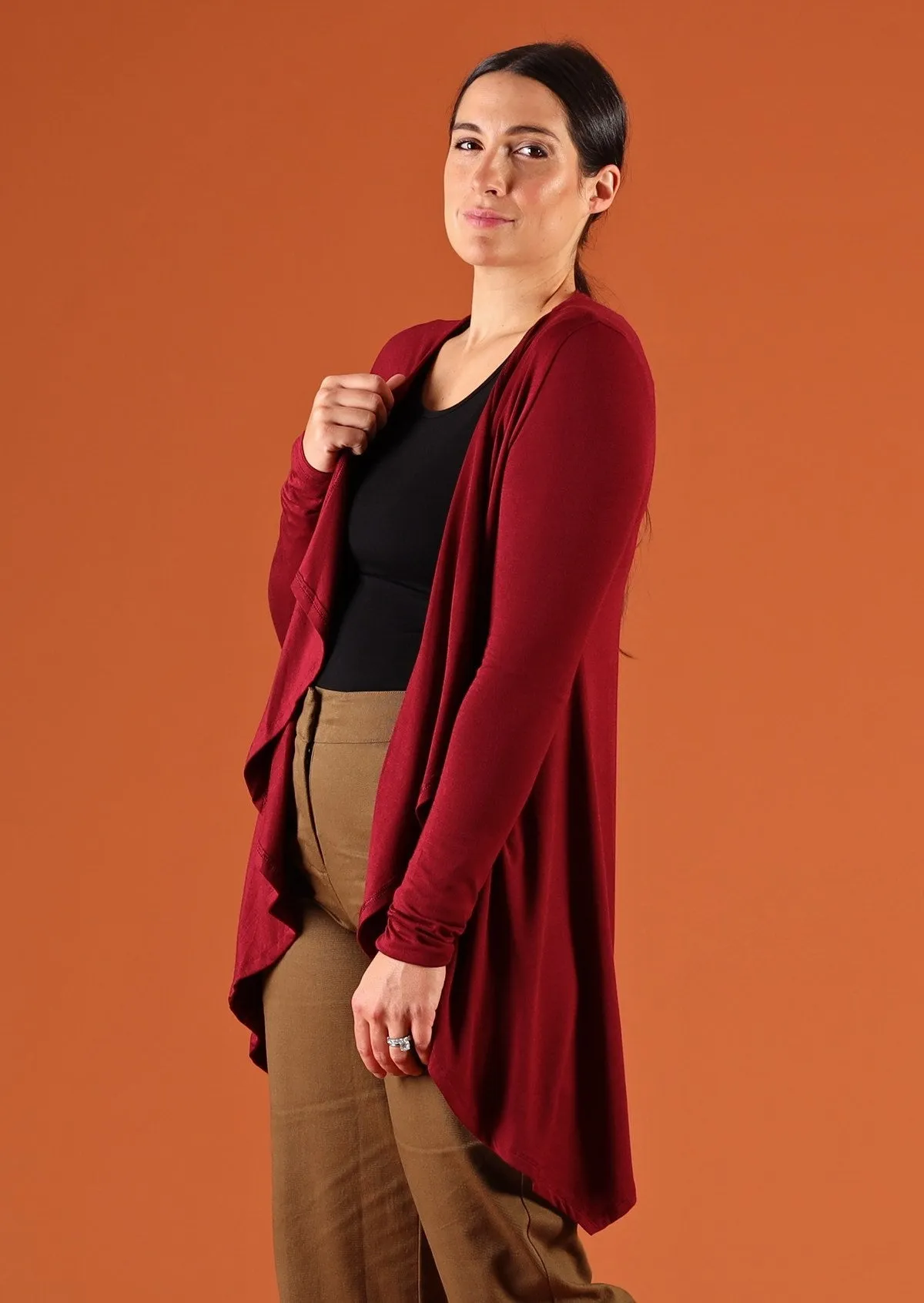 Waterfall Cardi Maroon