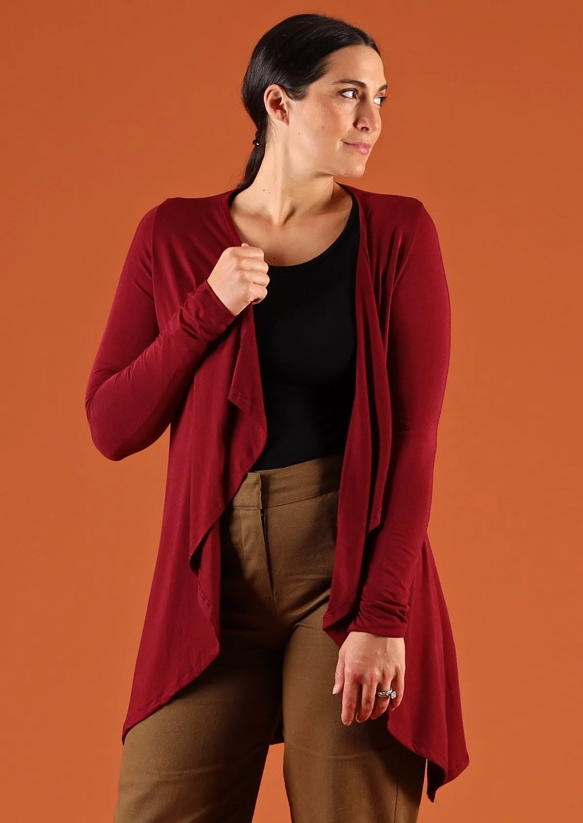 Waterfall Cardi Maroon