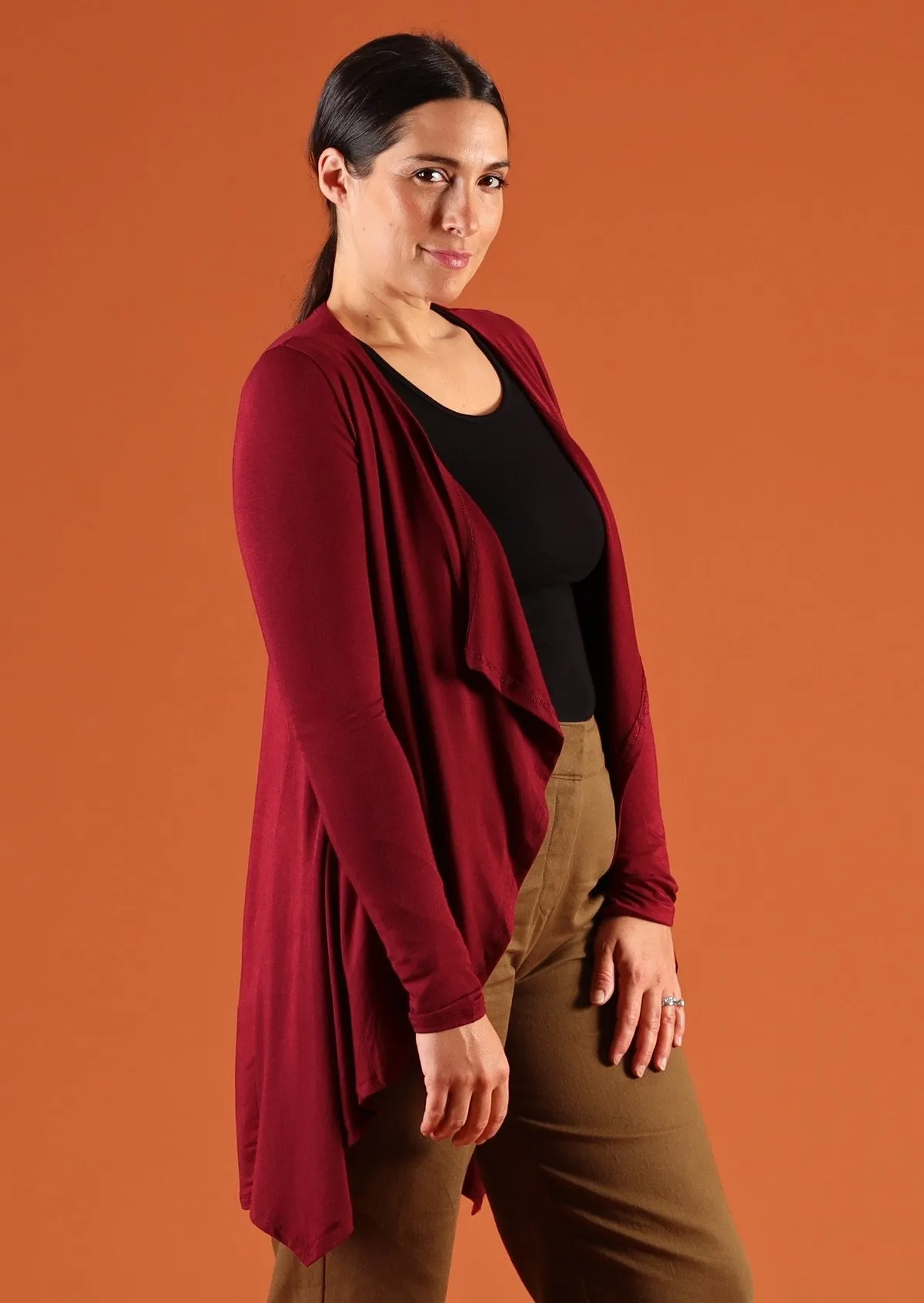 Waterfall Cardi Maroon