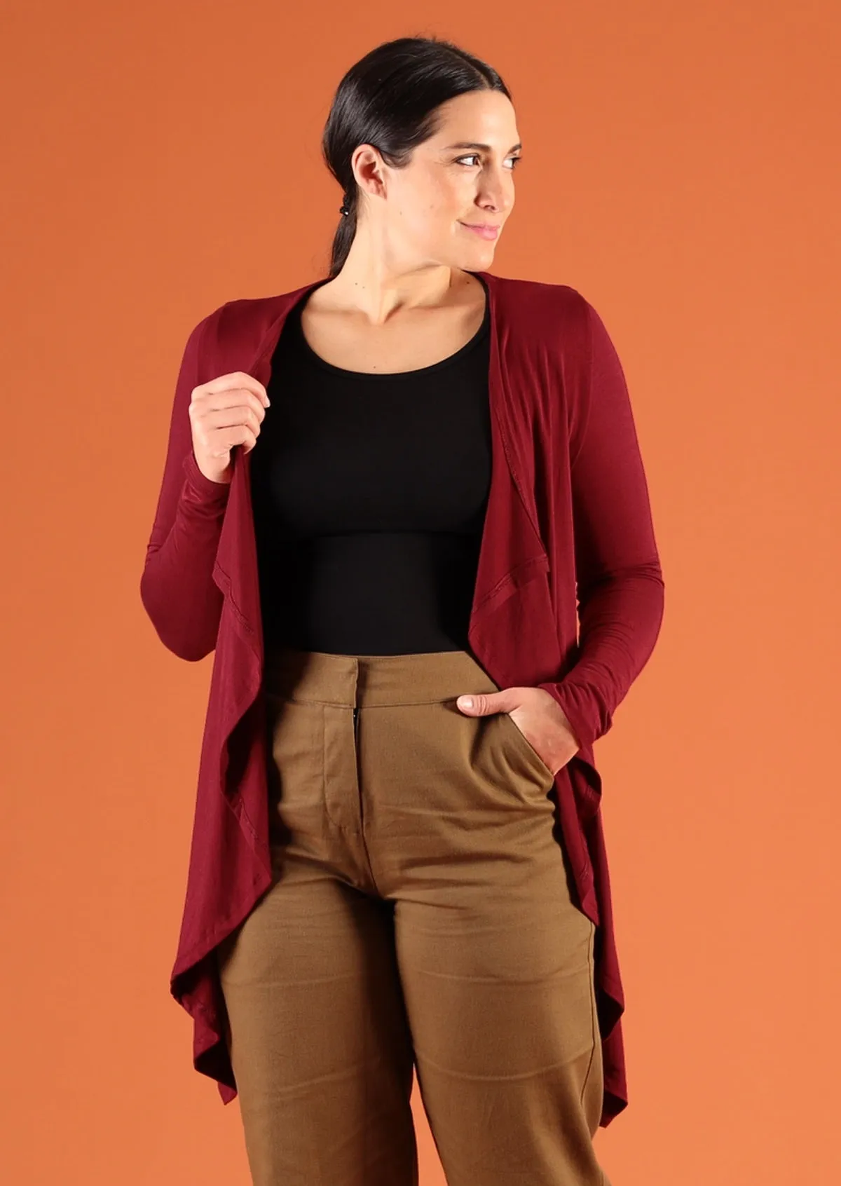 Waterfall Cardi Maroon