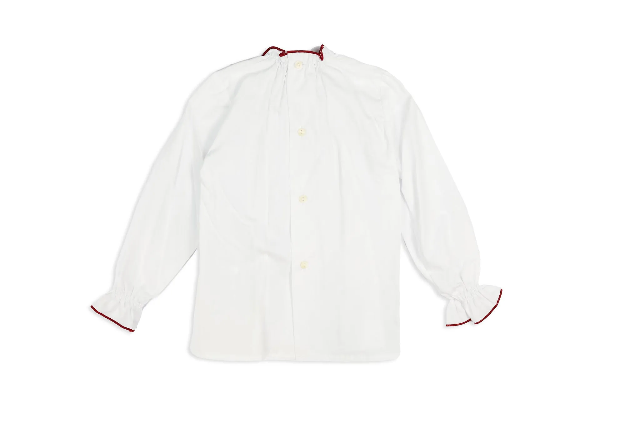 White Poplin Smocked Shirt