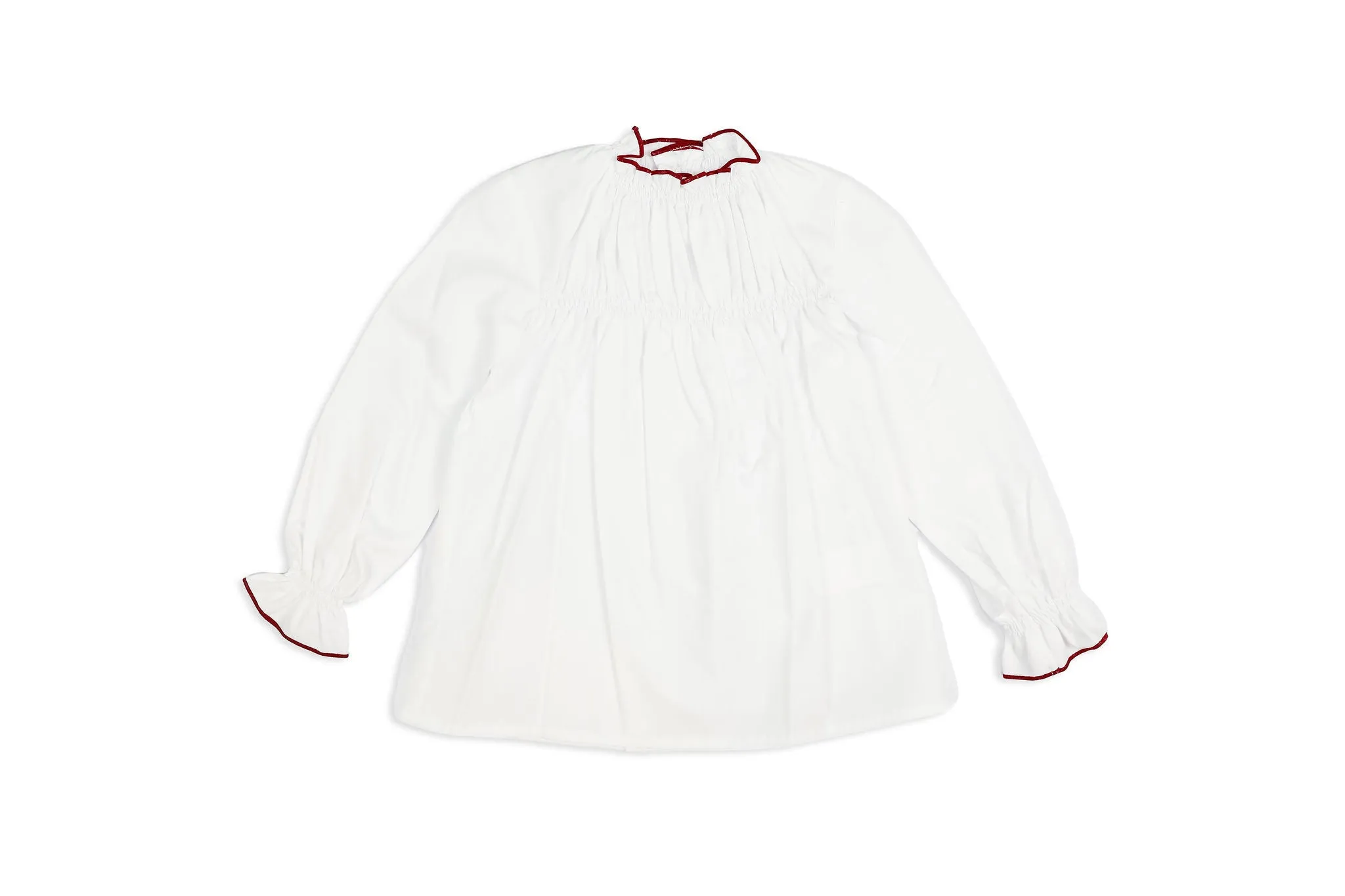 White Poplin Smocked Shirt